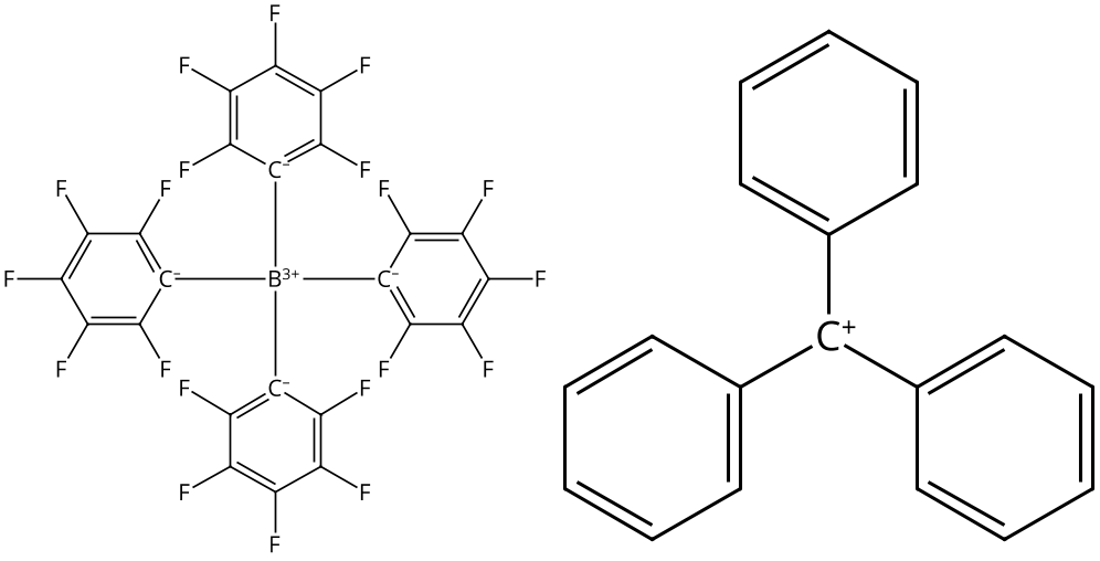 Trityl tetrakis(pentafluorophenyl)borate - CAS:136040-19-2 - Trityl(F5Ph)414, Triphenylcarbenium tetrakis(pentafluorophenyl)borate, Phenylcarbenium tetrakis(pentafluorophenyl)borate, Tritylium tetrakis(pentafluorophenyl)borate